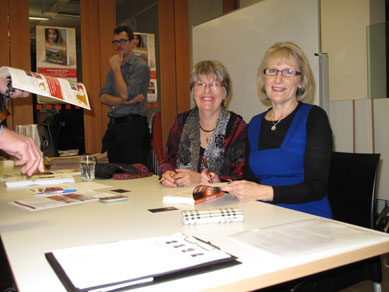 Through My Eyes launch Lyn White and Rosanne Hawke signing books